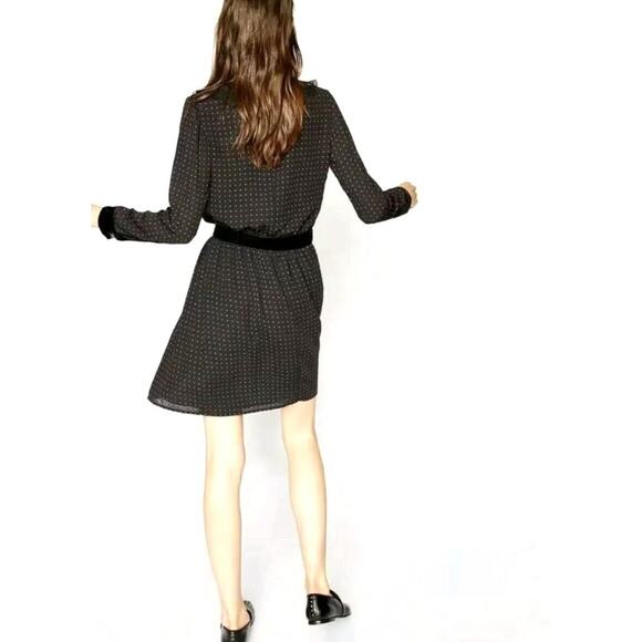 THE KOOPLES Lace Velvet Trim Polka Dot V-Neck Shirt Dress Nordstrom NWT M $325 - Picture 13 of 13